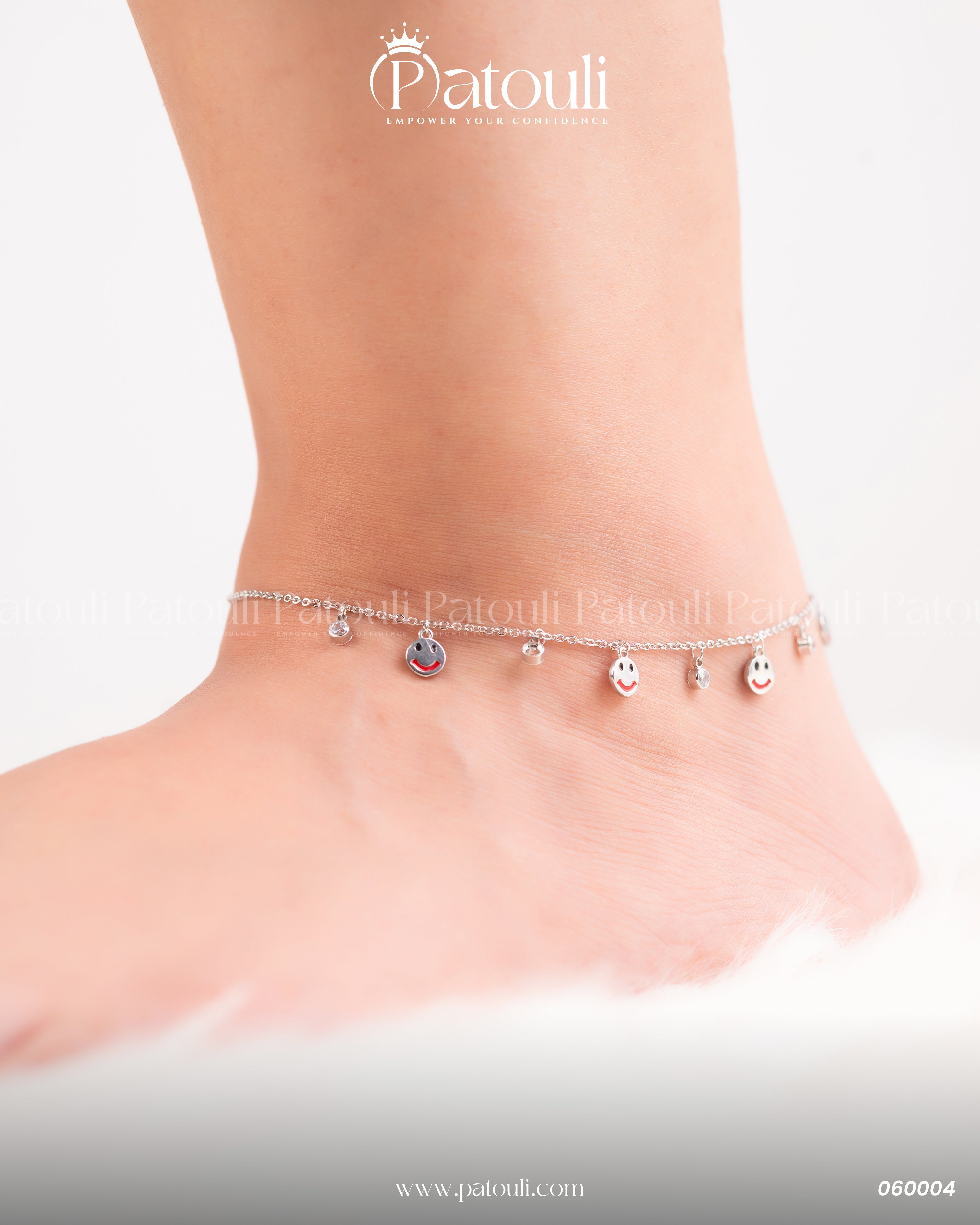 Smily Round Silver Anklet