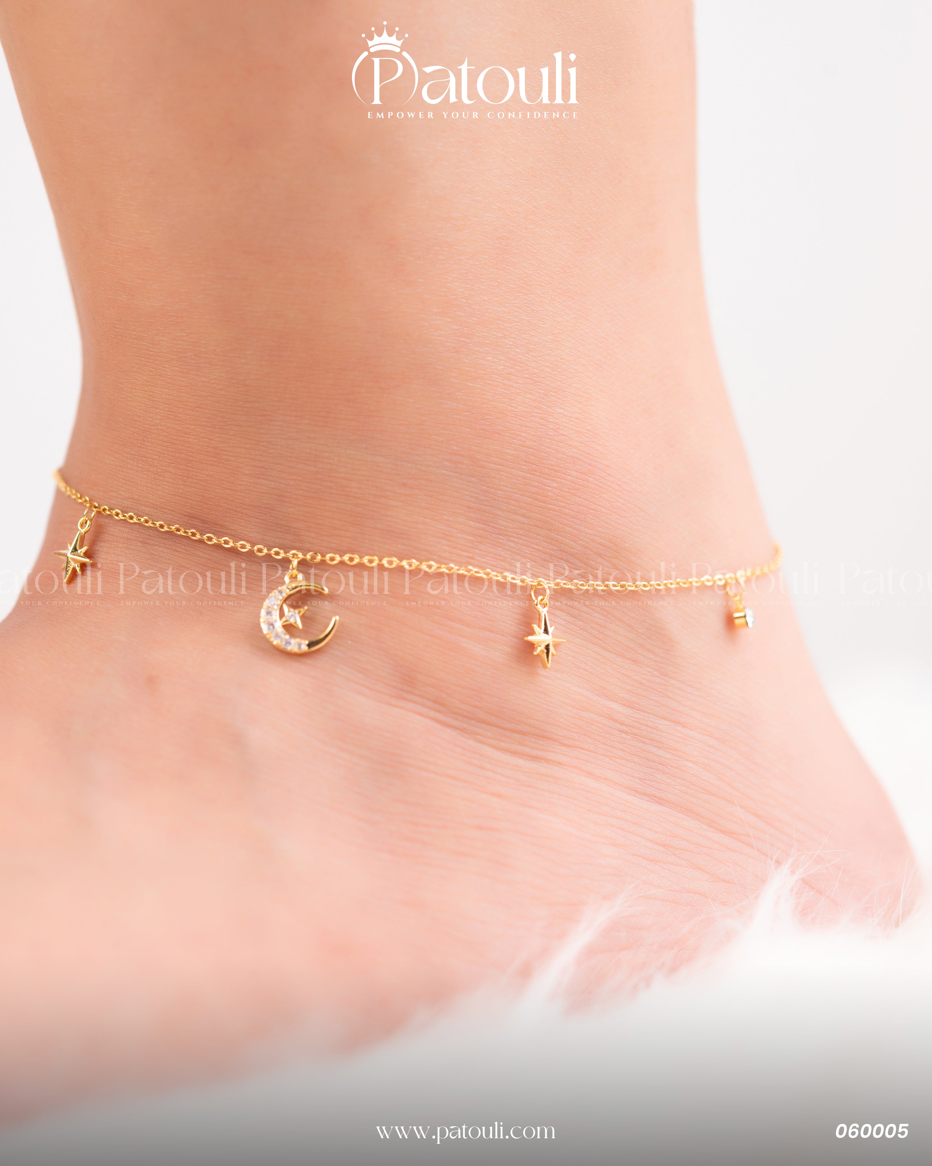 Moon & Star Golden Anklet