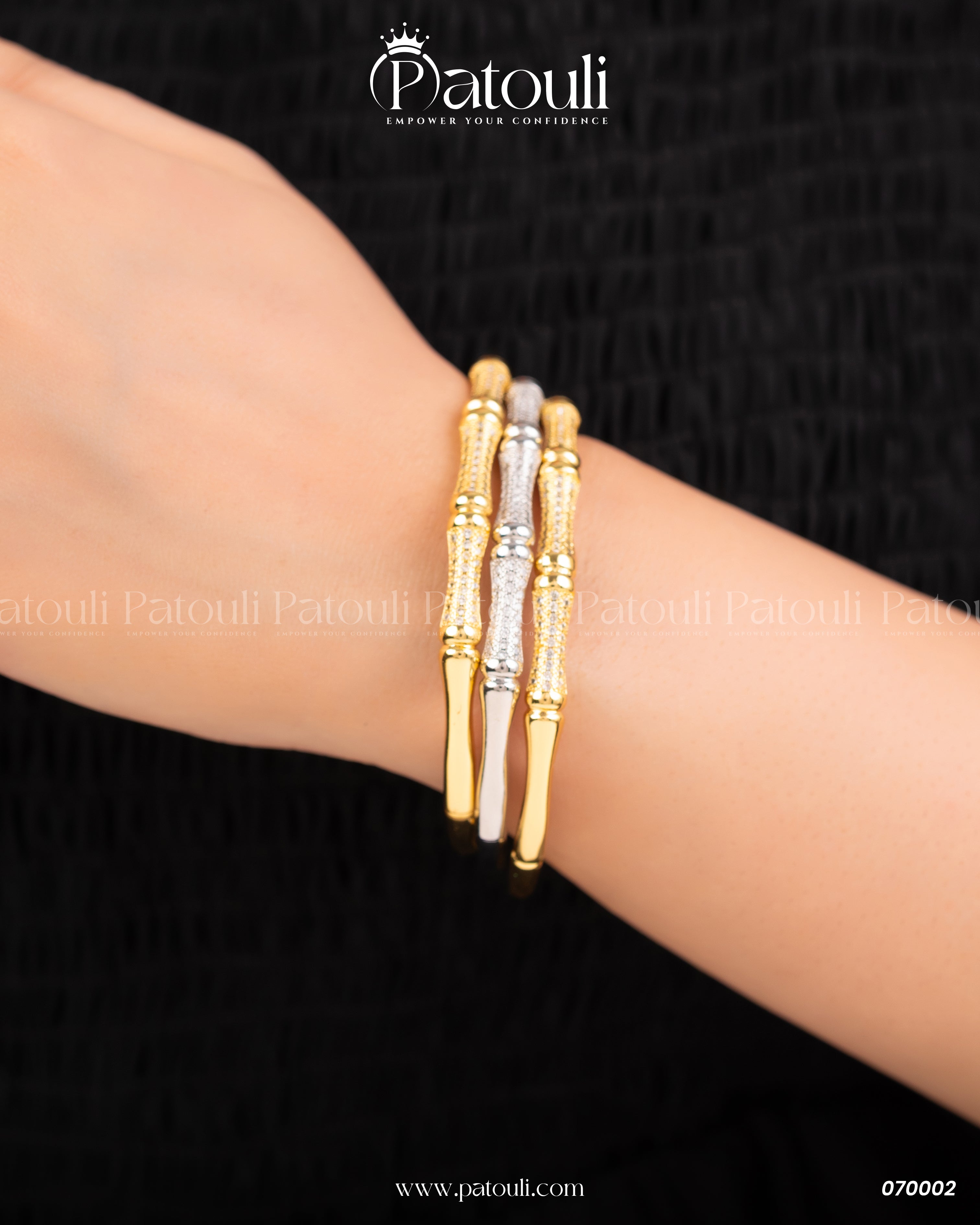 Bone Design Golden Bangles With Ring Pack of 3