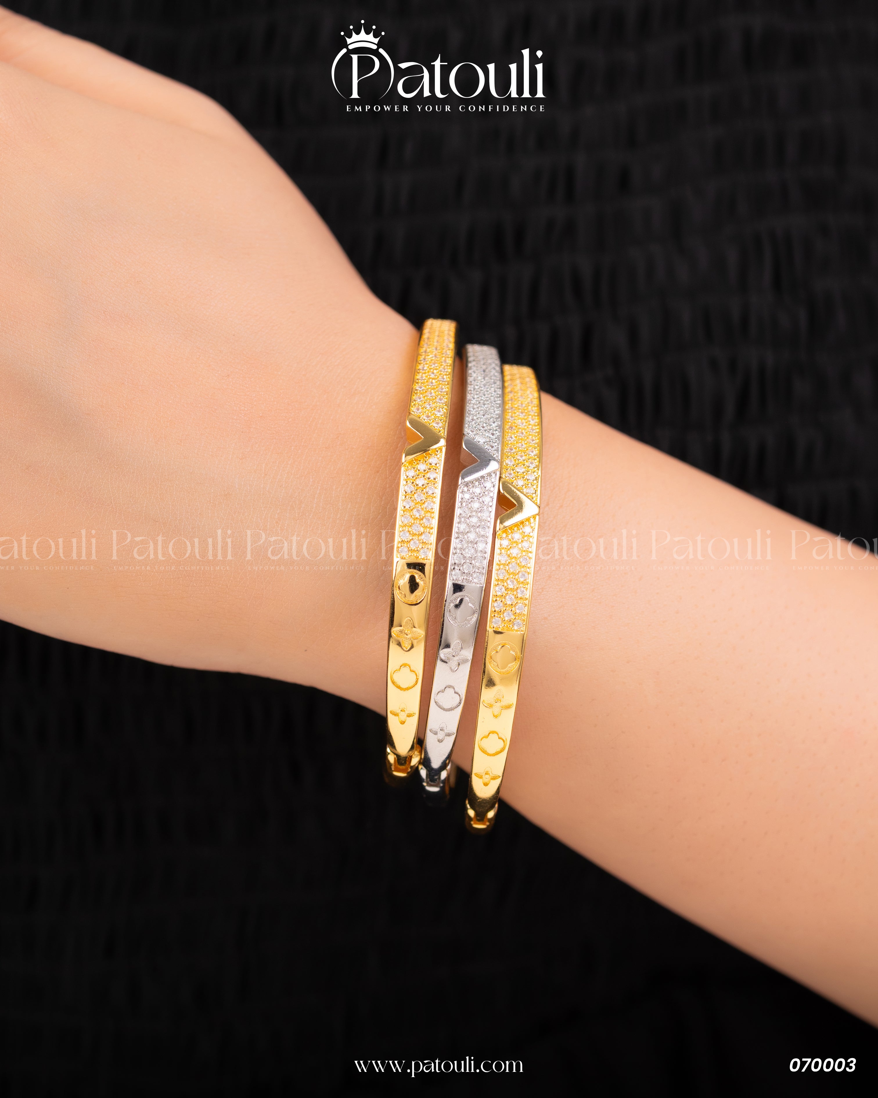 Elegant Golden Bangles With Ring Pack of 3