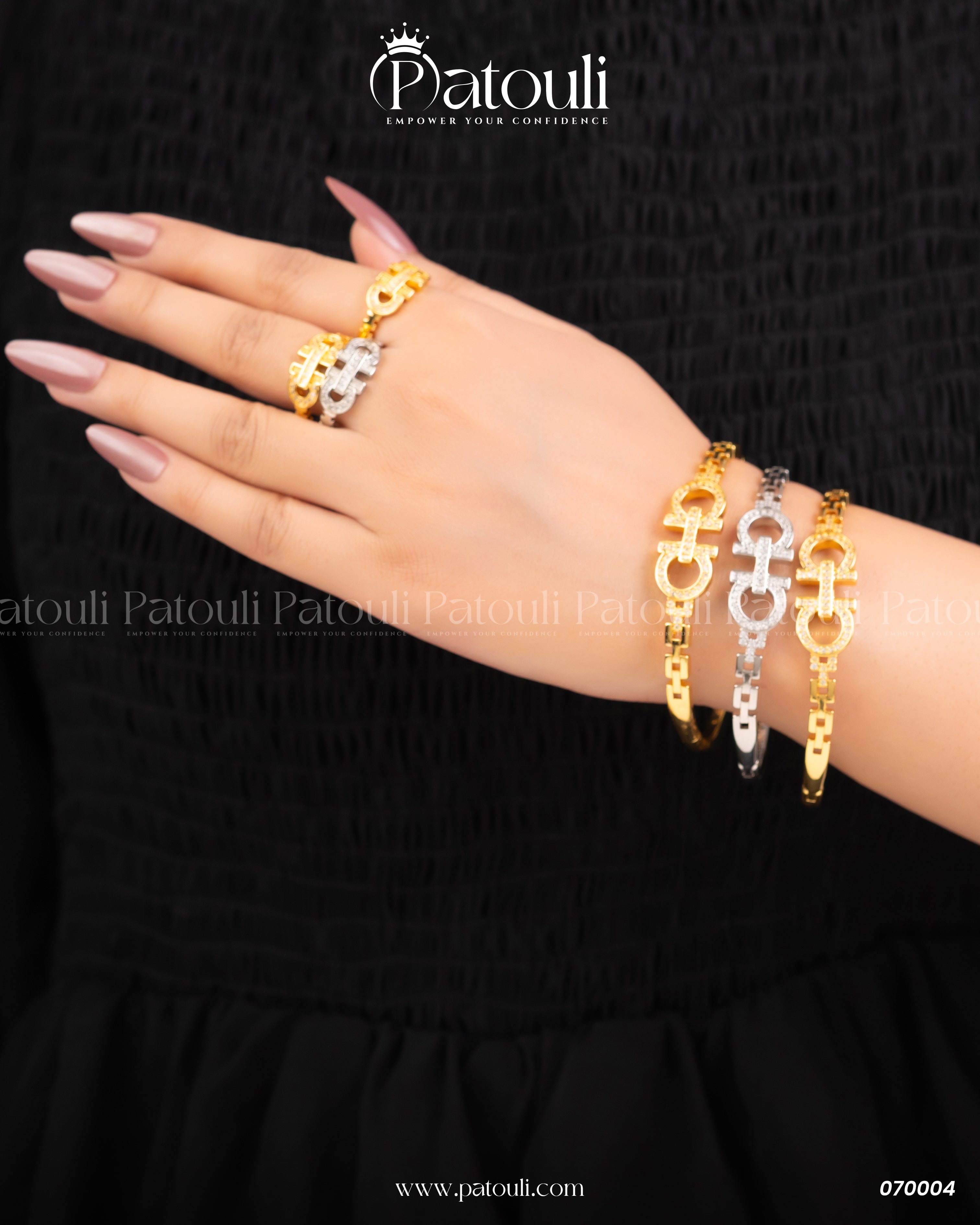 Zip Design Bangles With Ring Pack of 3