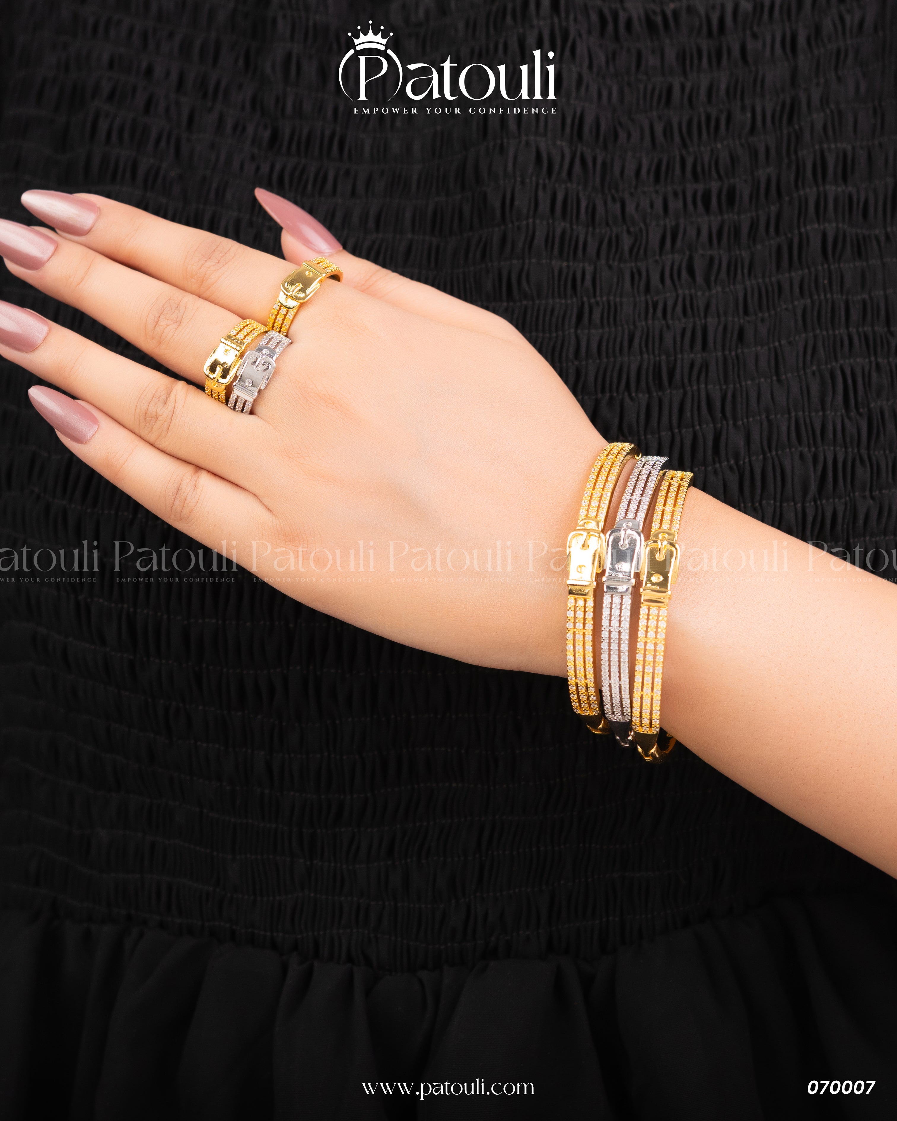 Black Luxe Bracelet With Ring Pack of 3